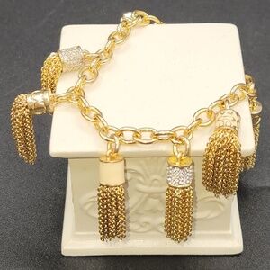 Authentic Coach Gold & Crystal Bracelet/ Tassel Charm - Collectors Item